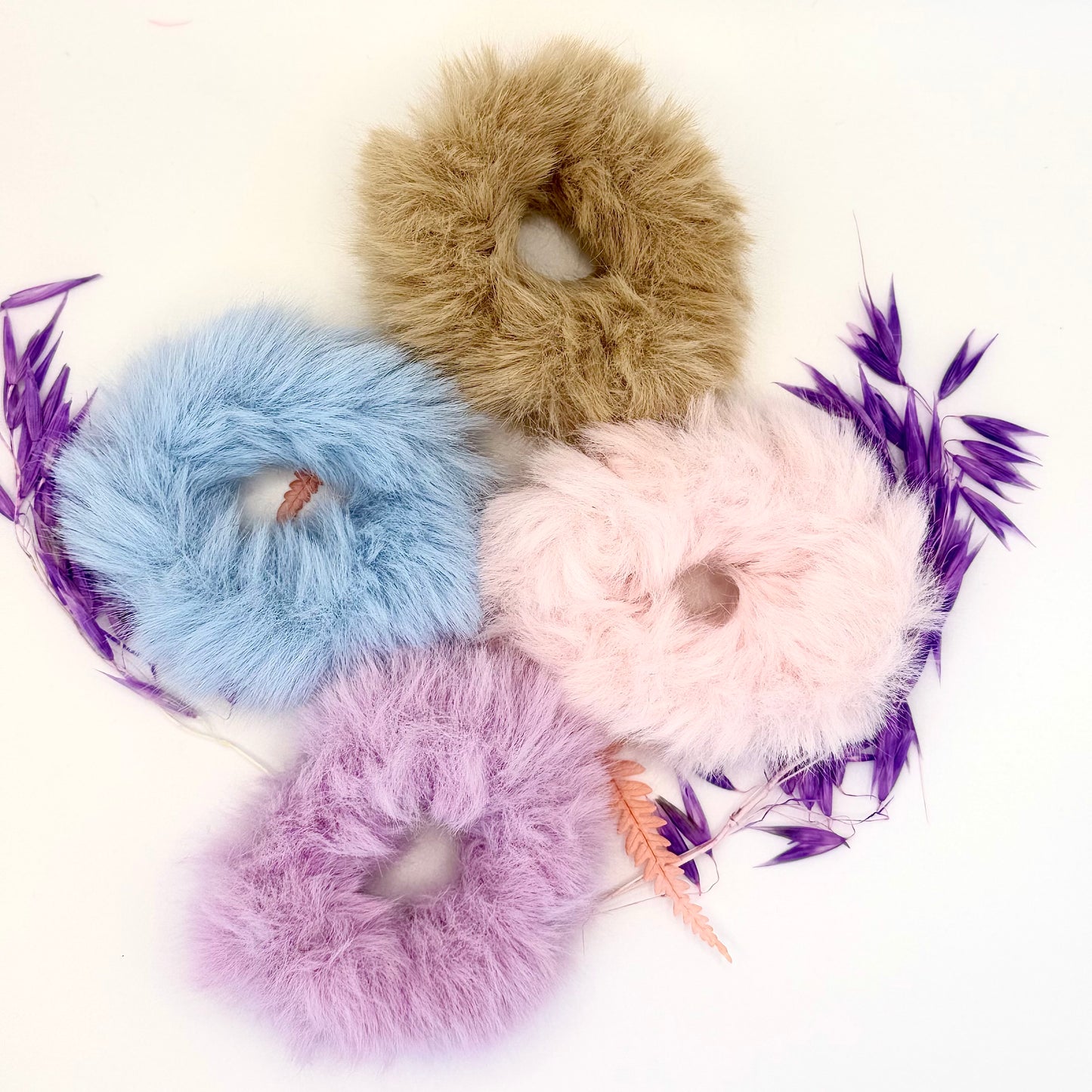 π₯ Cloud Ties β Mini Fluffy Scrunchie Set (4-pack)