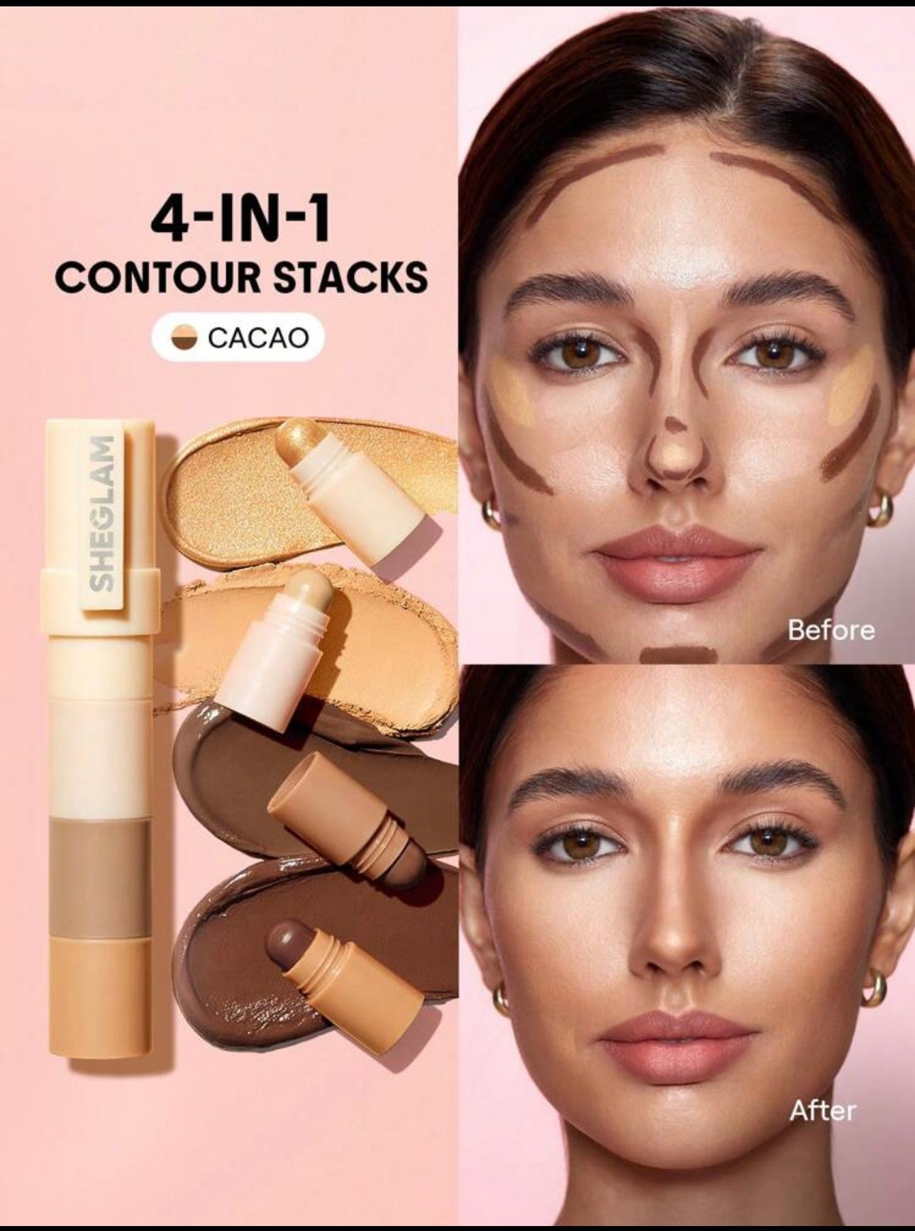 SHEGLAM Multi-Glam Face Pen ā Cacao (8-Color Contour Stick) āØ