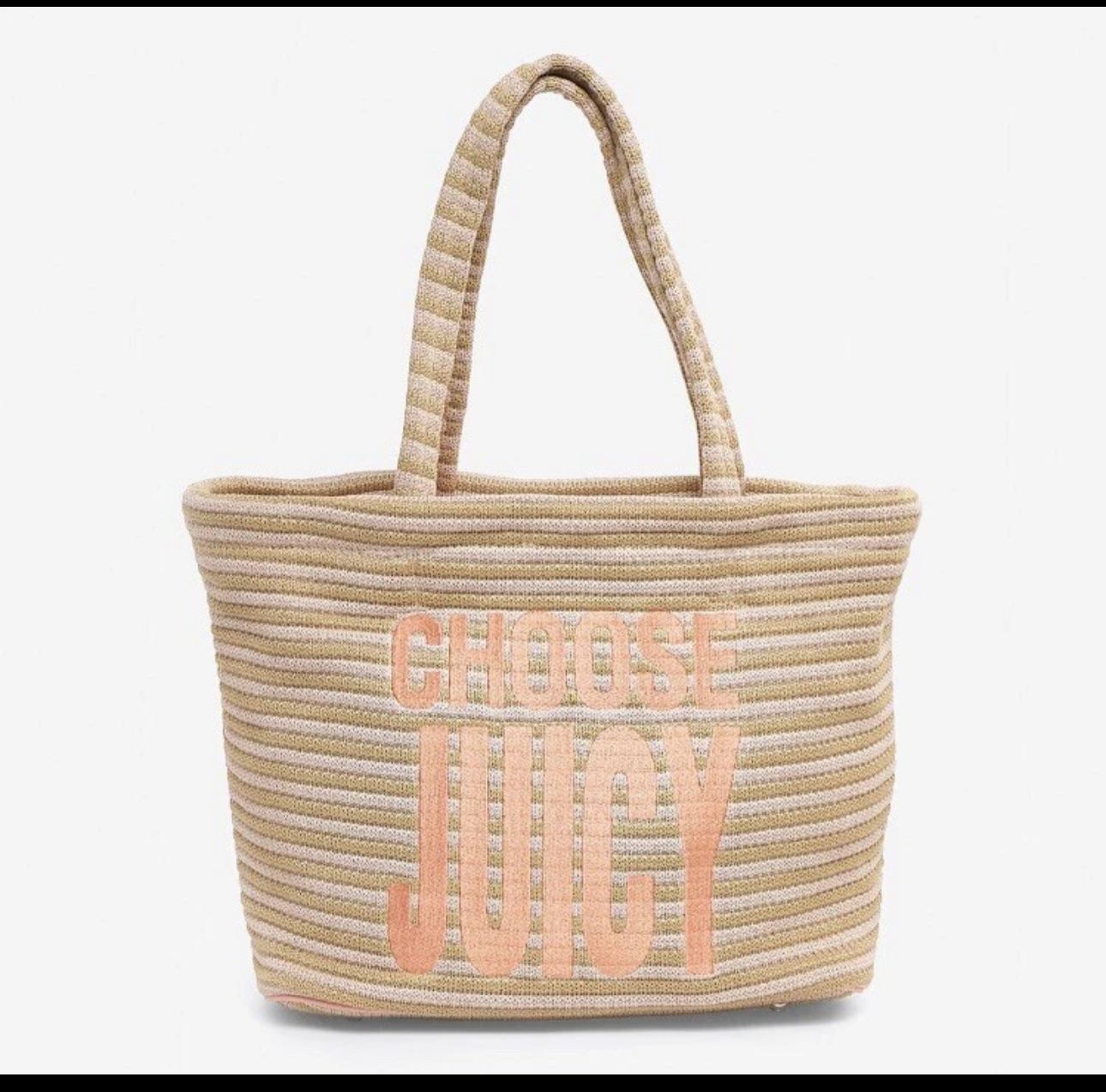 Juicy Couture Pink & Beige Nora Straw Large Shopping Bag 👜🌸