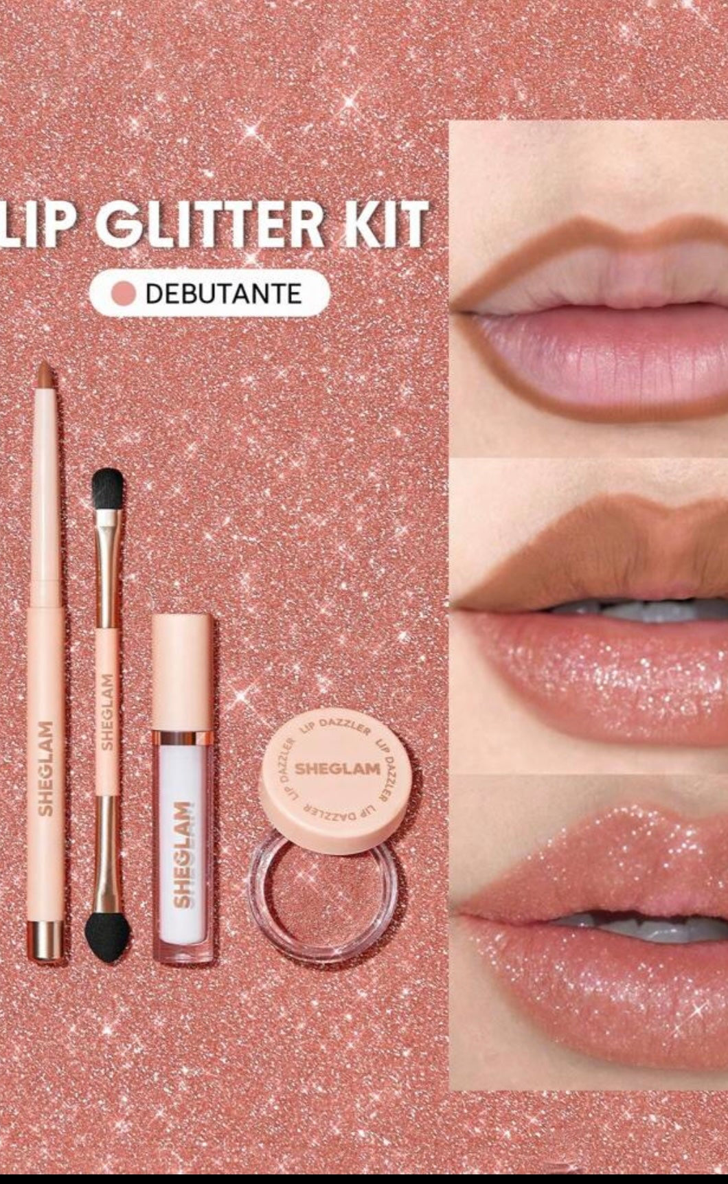 SHEGLAM Lip Dazzler Glitter Kit – Debutante 💄✨
