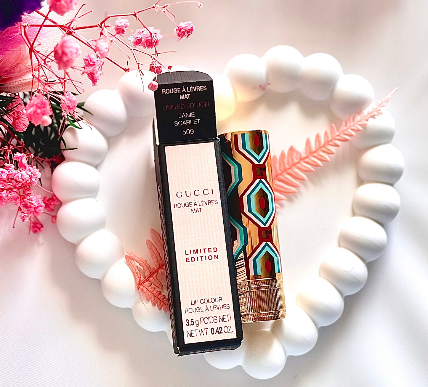 Gucci Rouge à Lèvres Satin Lipstick — 509 Janie Scarlet (Limited Edition) 💎✨