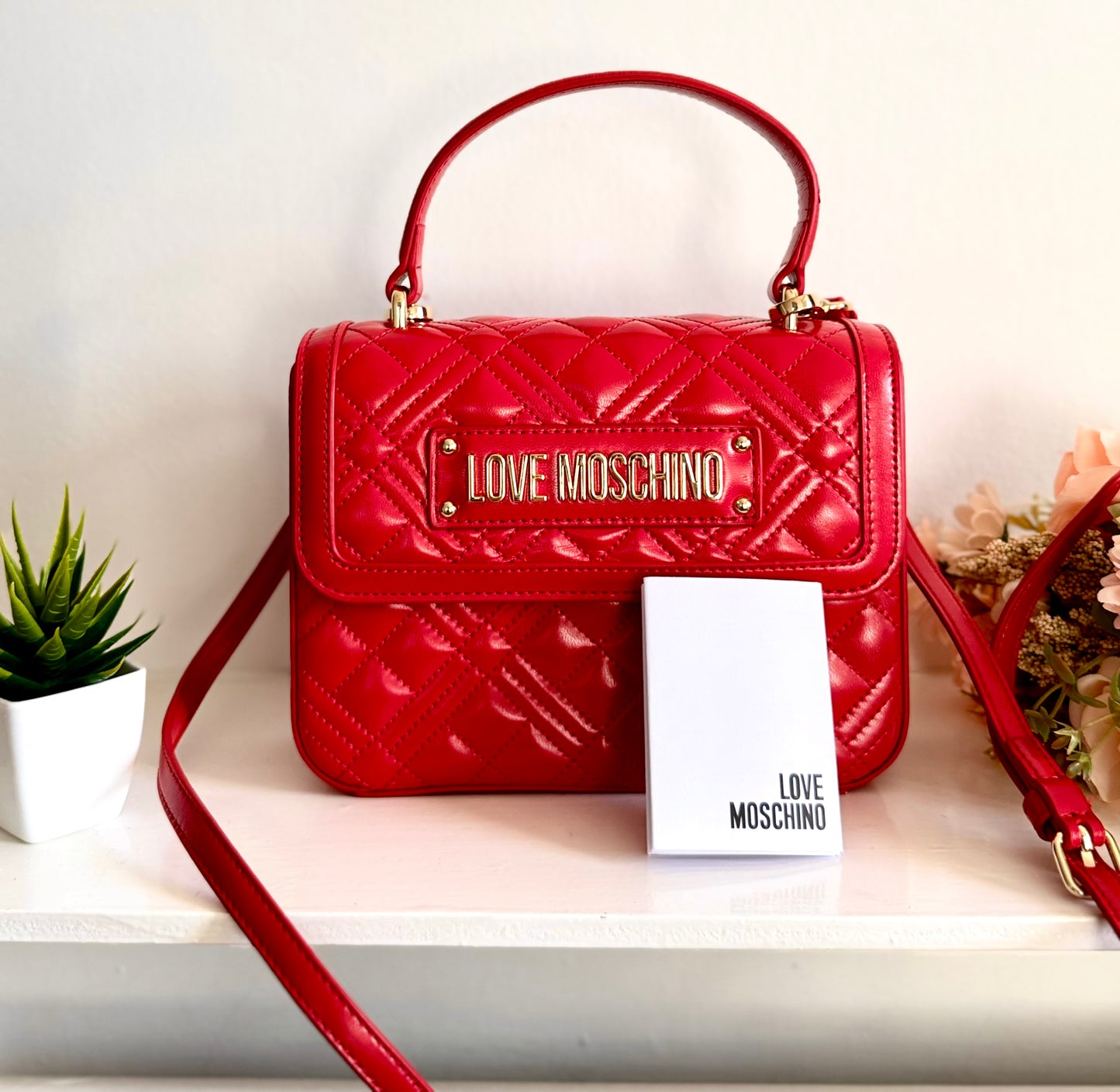 LOVE MOSCHINO Quilted Crossbody – Red Diva ❤️✨